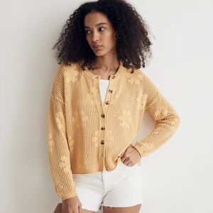 Madewell Floral Open-Stitch Cardigan Sweater